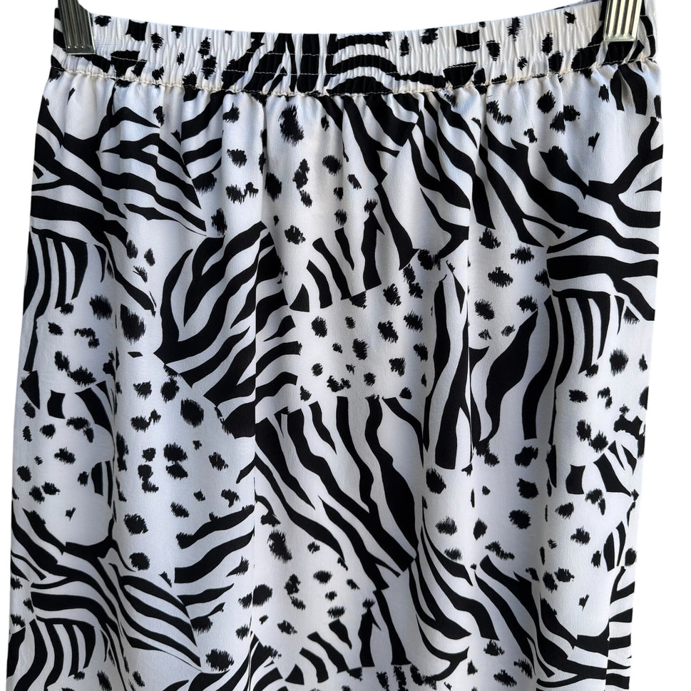 Diane Gilman Vintage Womens Silk Lined Zebra Animal Print Elastic Waist Skirt S