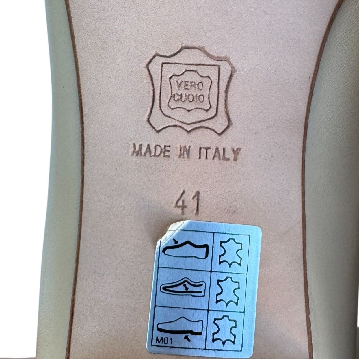 L'Arcad Classique Shoe Beige Leather Low Heel Flats 41 Made In Italy Minimalist