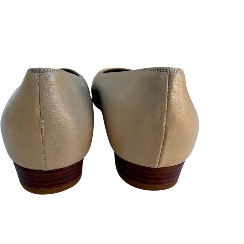 L'Arcad Classique Shoe Beige Leather Low Heel Flats 41 Made In Italy Minimalist