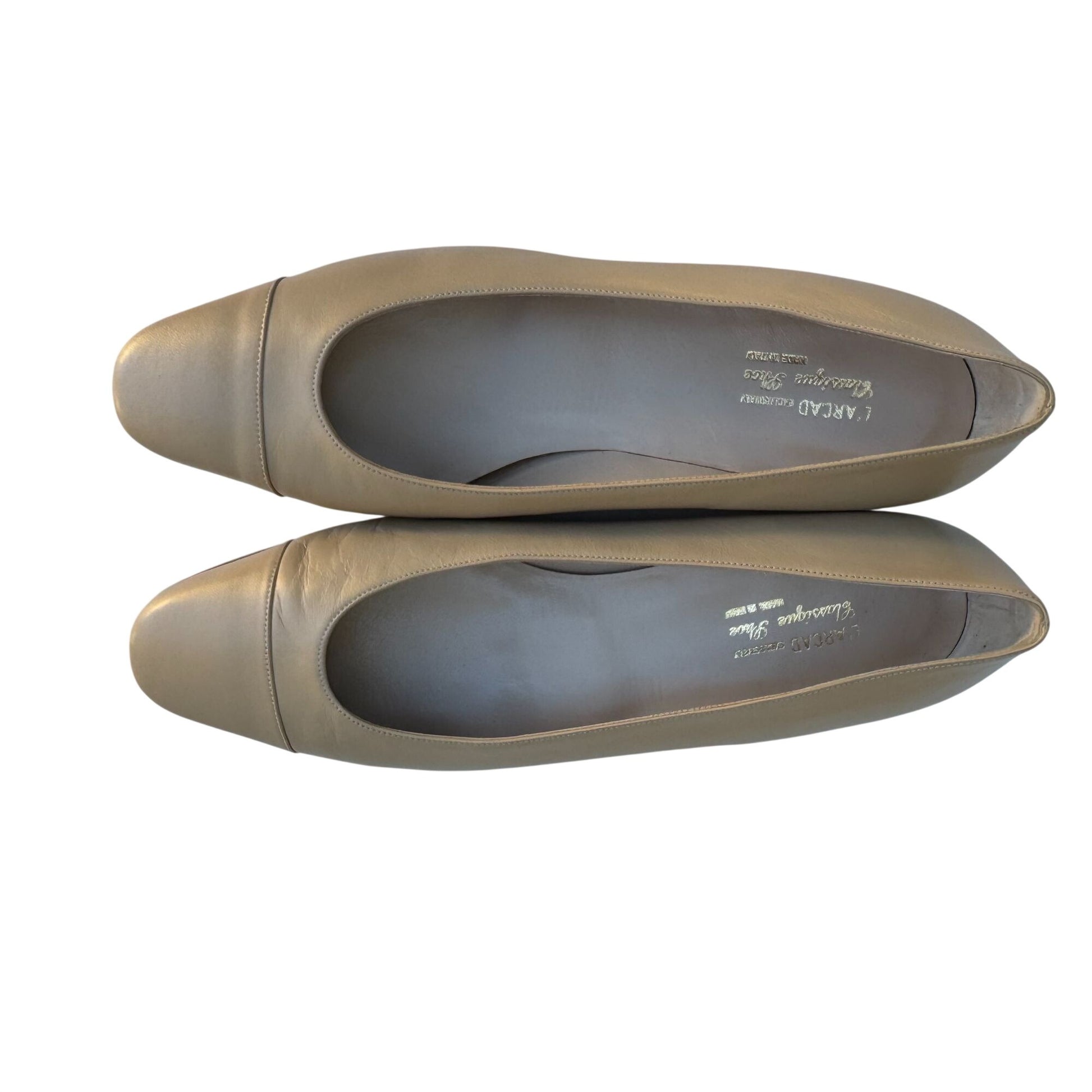 L'Arcad Classique Shoe Beige Leather Low Heel Flats 41 Made In Italy Minimalist