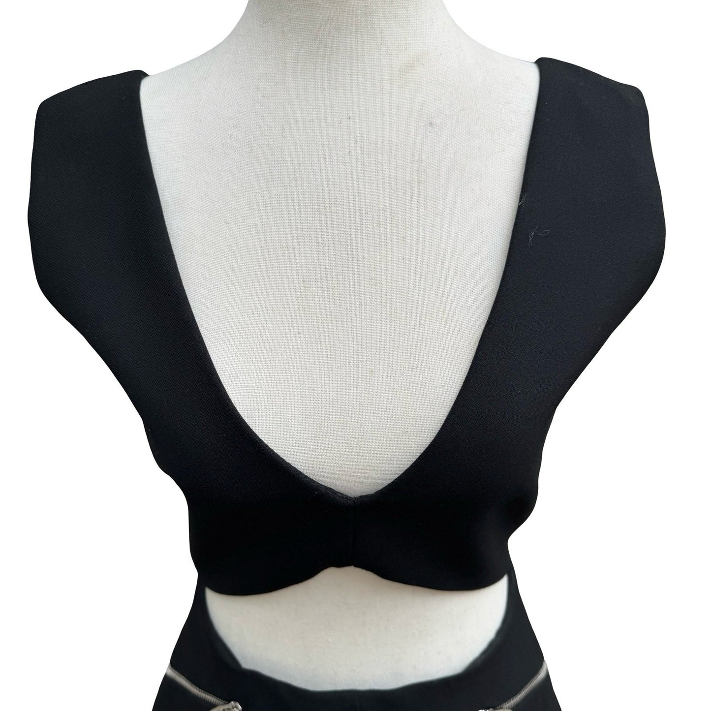 Zara Woman Studio Edgy Cocktail Party Black Cutout Mini Dress Exposed Zipper S
