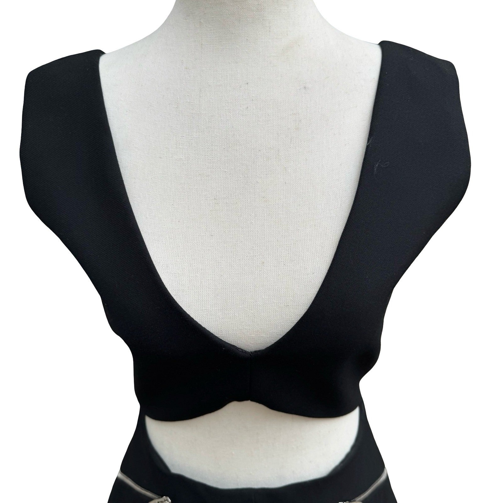 Zara Woman Studio Edgy Cocktail Party Black Cutout Mini Dress Exposed Zipper S
