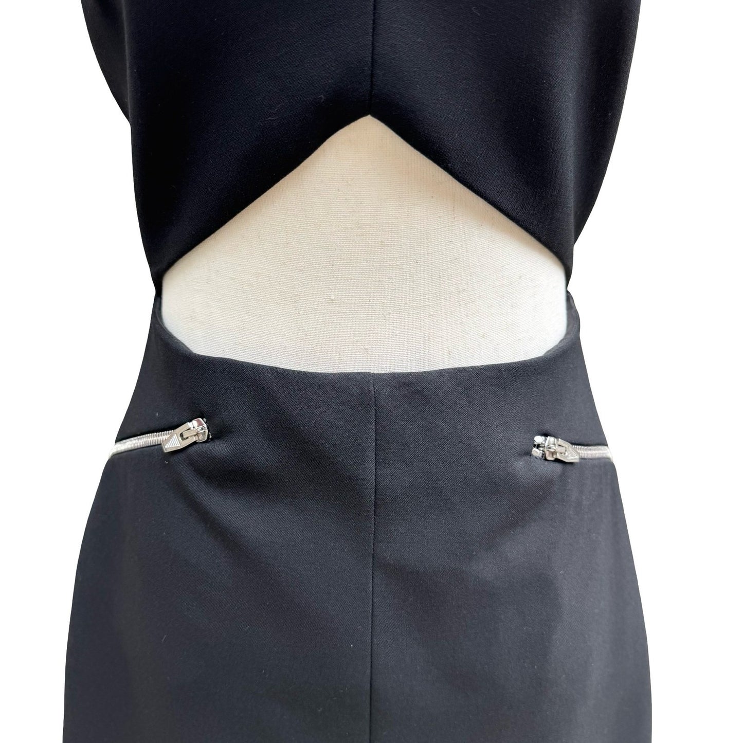 Zara Woman Studio Edgy Cocktail Party Black Cutout Mini Dress Exposed Zipper S