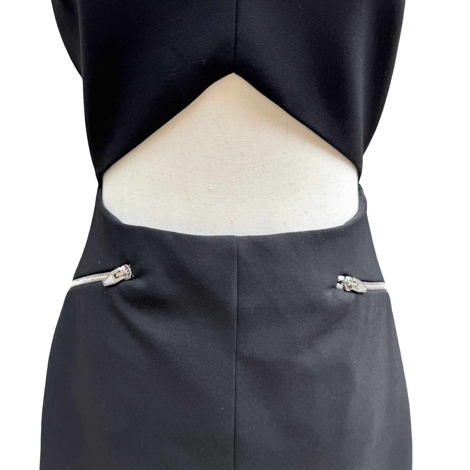 Zara Woman Studio Edgy Cocktail Party Black Cutout Mini Dress Exposed Zipper S