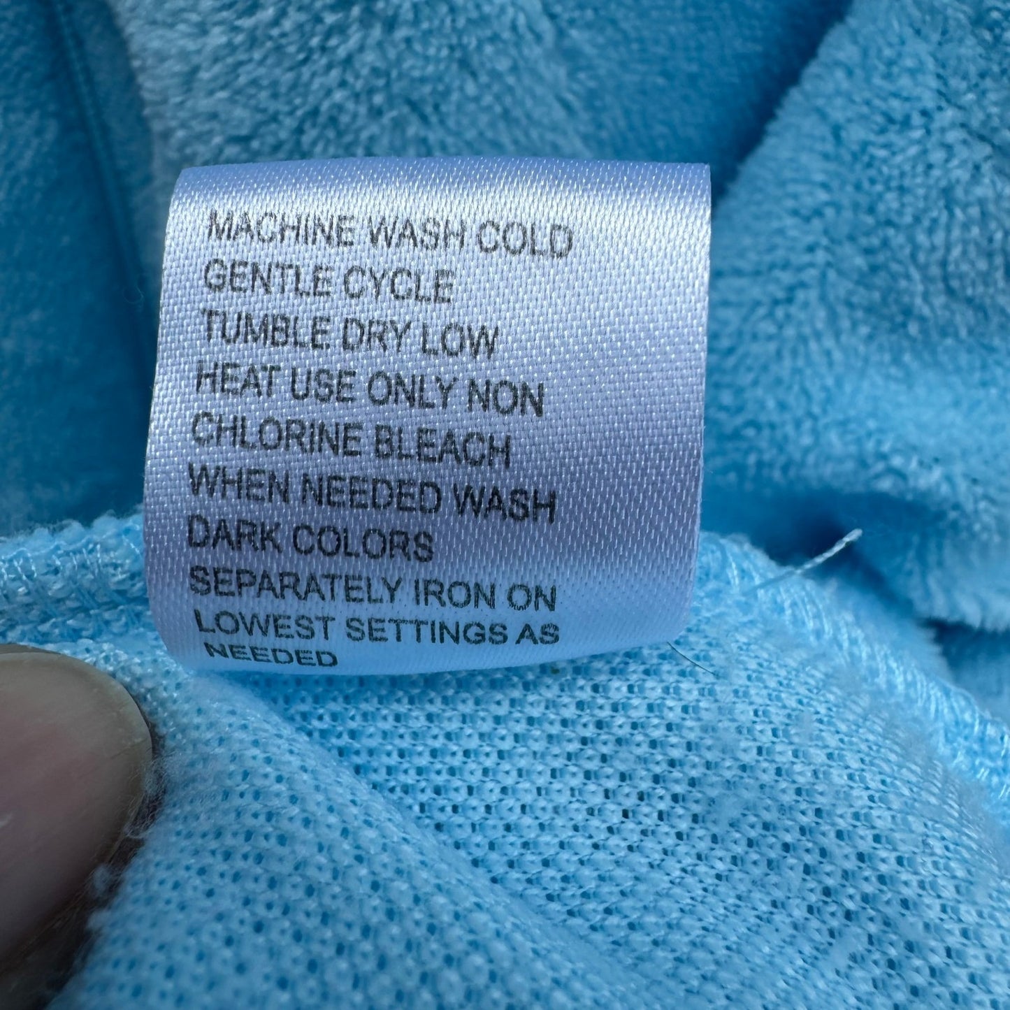 Miss Elaine Relax Blue Floral Embossed Terry Cloth Zip Front Robe L Loungewear