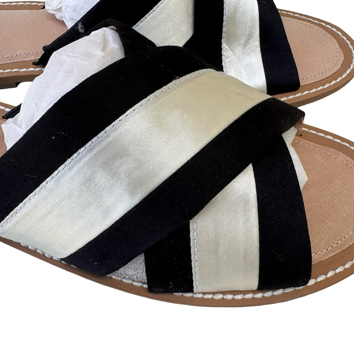 J. Jill Minimalist Coastal Beachy Chic Crisscross Strap Slide Sandals 11 NEW
