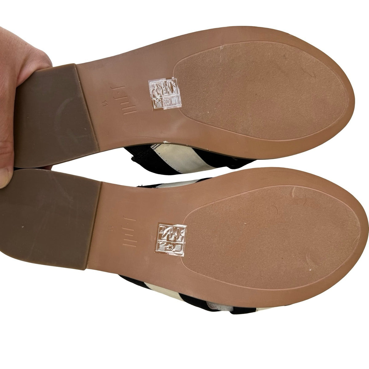 J. Jill Minimalist Coastal Beachy Chic Crisscross Strap Slide Sandals 11 NEW