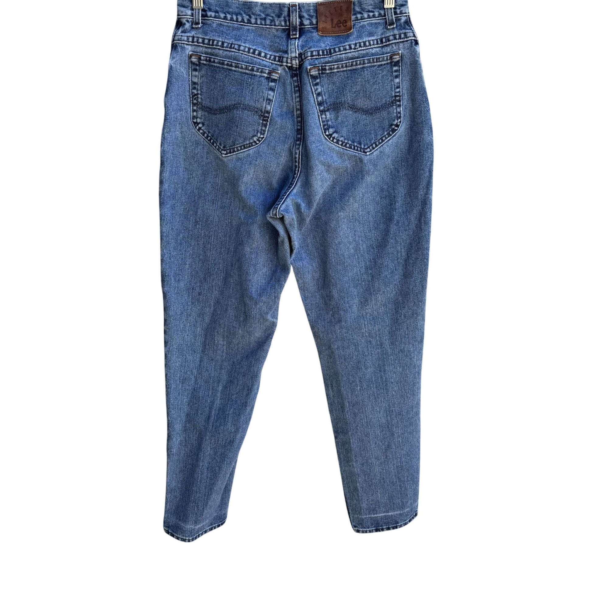 Lee Riveted Vintage Womens High-Waisted Blue Denim Relaxed Fit Tapered Leg Jeans