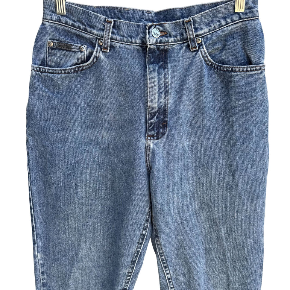 Lee Riveted Vintage Womens High-Waisted Blue Denim Relaxed Fit Tapered Leg Jeans