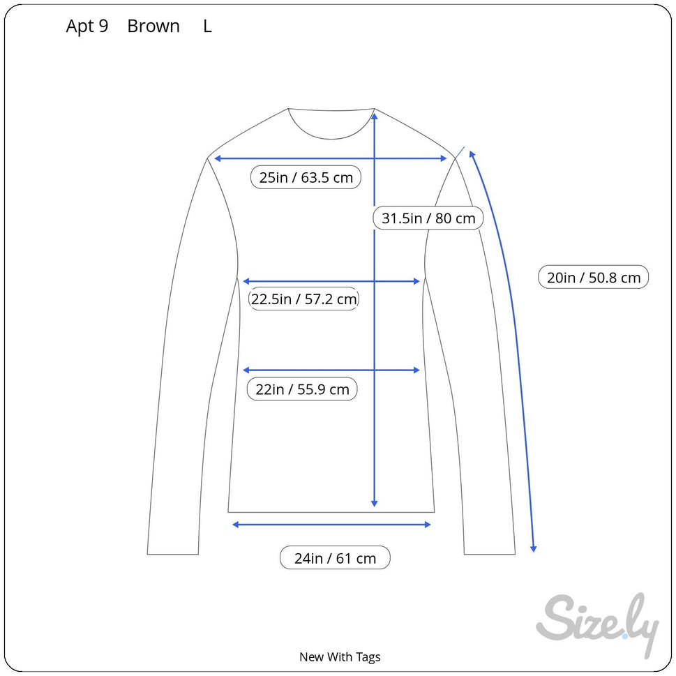 Apt 9 Brown Metallic Side Hem Boat Neck Long Sleeve Knit Sweater Top New Large