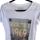 Switch Lyric Culture Woodstock 1969 White Graphic T-Shirt XS Music Festival USA Made 3 image