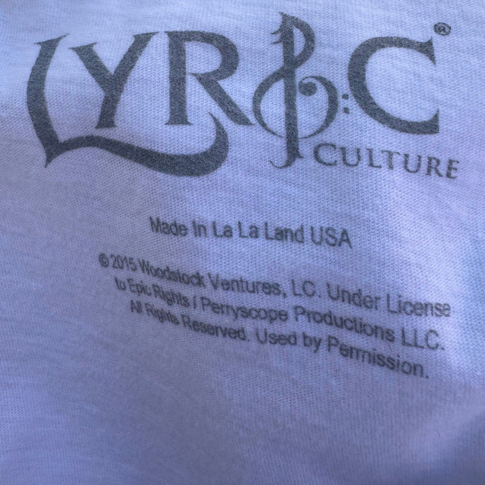 Lyric Culture Woodstock 1969 White Graphic T-Shirt XS Music Festival USA Made