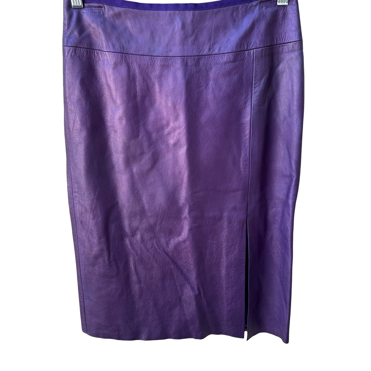 Poleci Y2K Edgy Metallic Purple Leather Pencil Skirt Iridescent Glam Mermaidcore