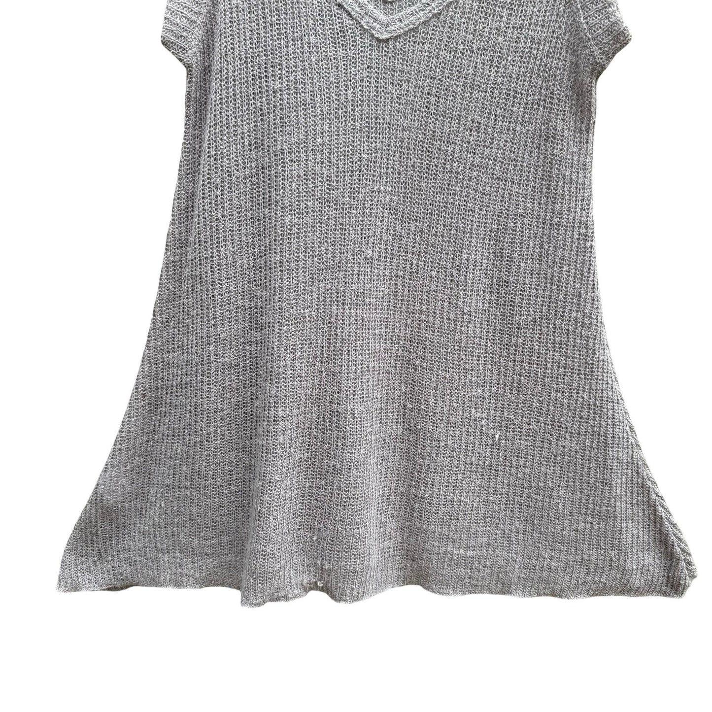 Minimalist Coastal Boho Knit Tank Top Relaxed A-Line Sleeveless Grey Womens S