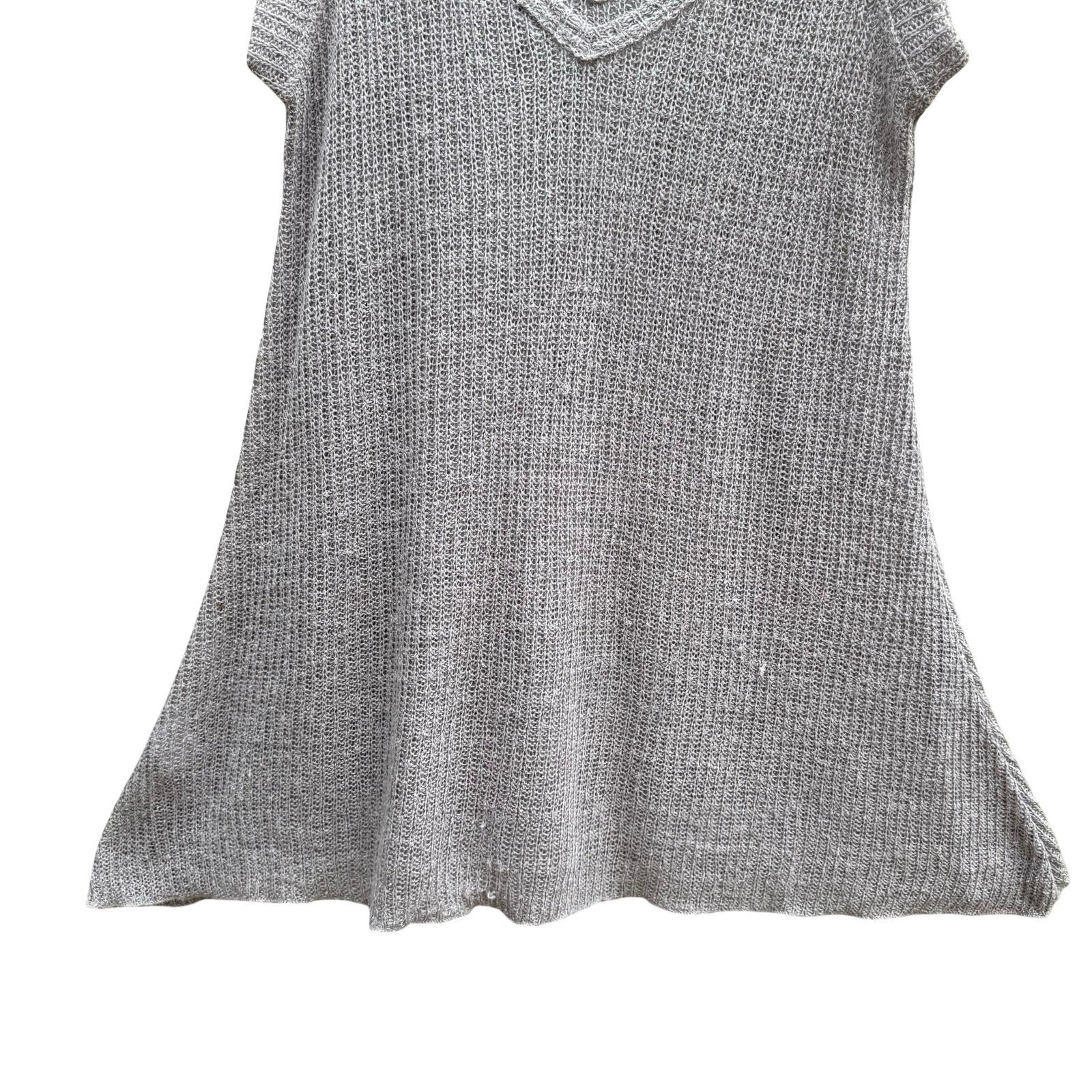 Minimalist Coastal Boho Knit Tank Top Relaxed A-Line Sleeveless Grey Womens S