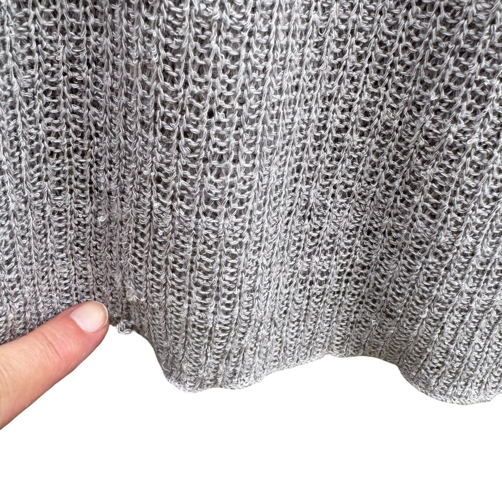 Minimalist Coastal Boho Knit Tank Top Relaxed A-Line Sleeveless Grey Womens S
