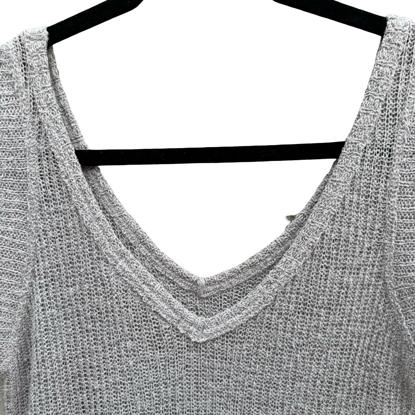 Minimalist Coastal Boho Knit Tank Top Relaxed A-Line Sleeveless Grey Womens S