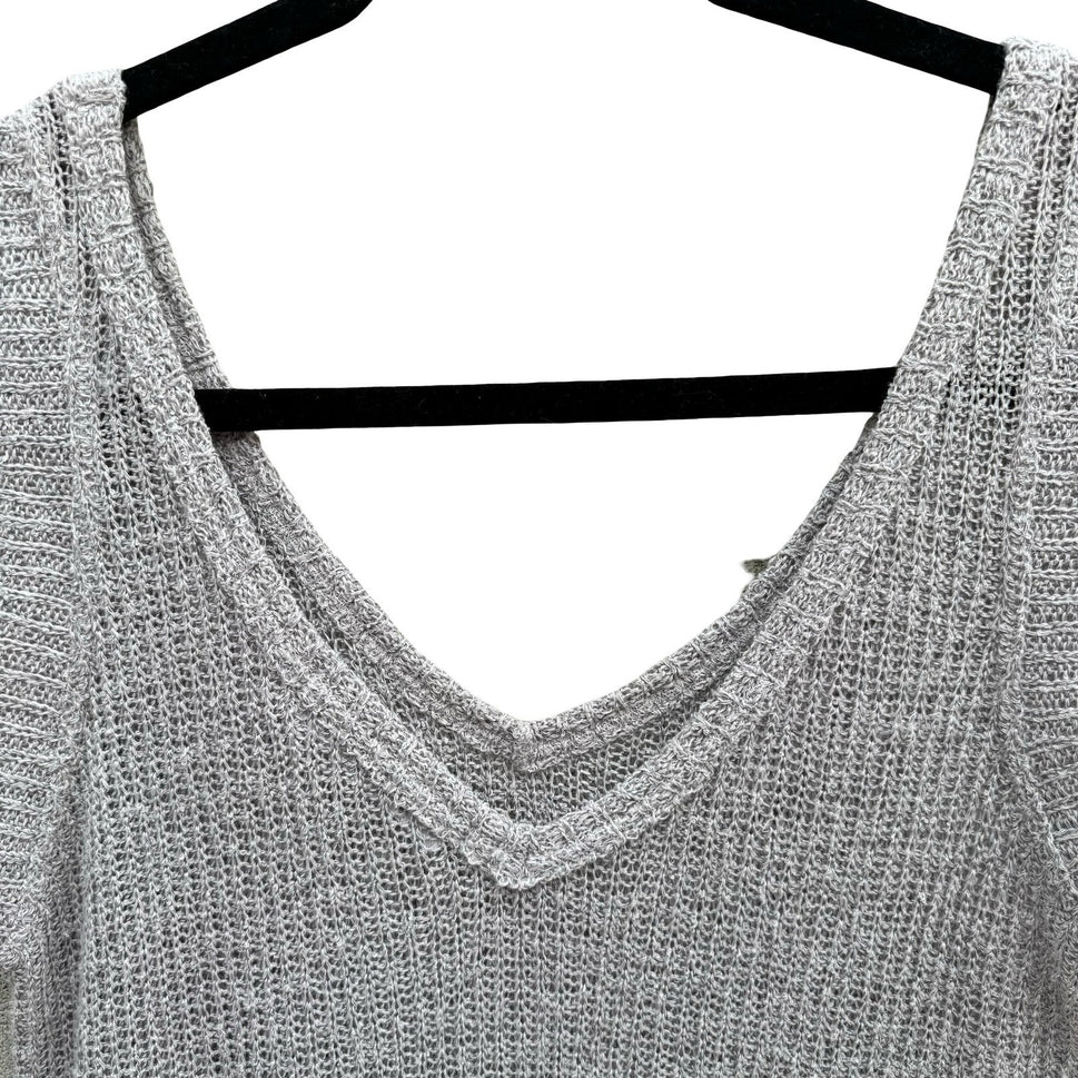 Minimalist Coastal Boho Knit Tank Top Relaxed A-Line Sleeveless Grey Womens S
