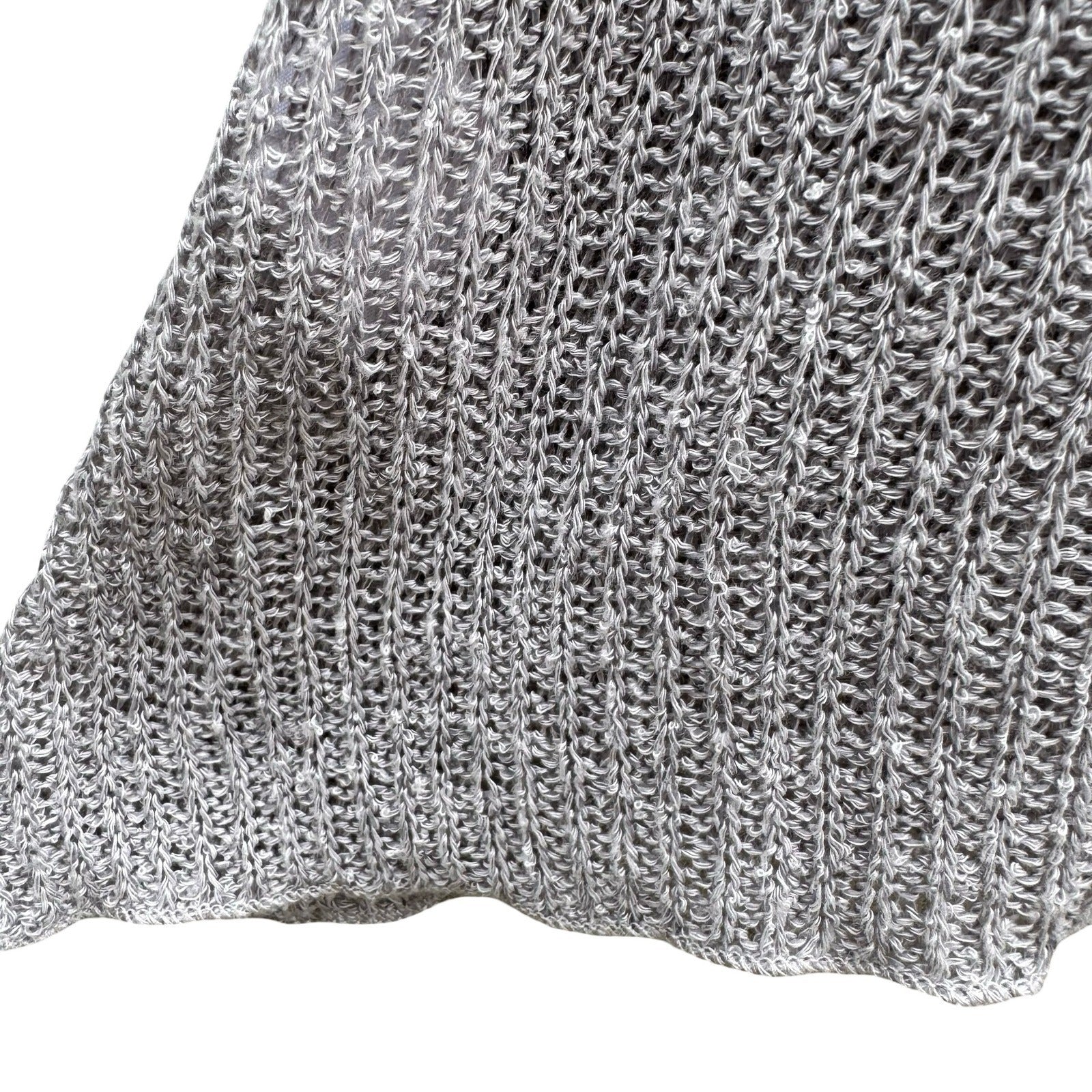 Minimalist Coastal Boho Knit Tank Top Relaxed A-Line Sleeveless Grey Womens S