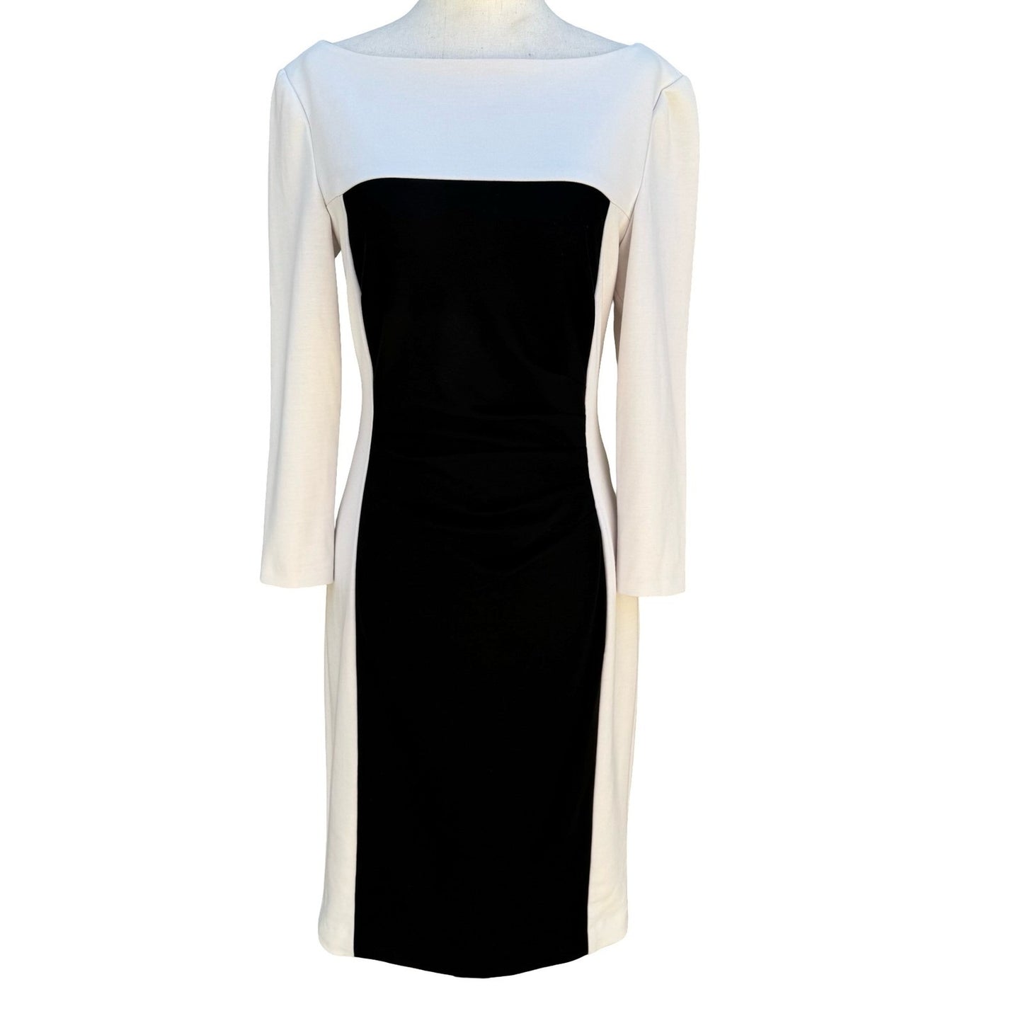 Lauren Ralph Lauren Black White Colorblock Sheath Dress Womens 6 Party Cocktail