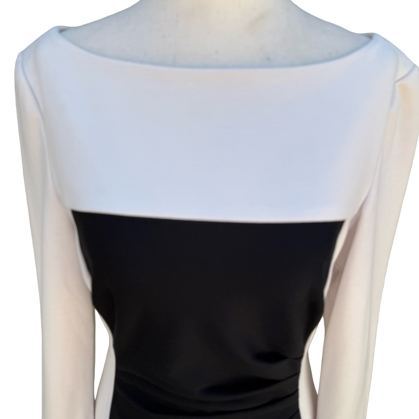 Lauren Ralph Lauren Black White Colorblock Sheath Dress Womens 6 Party Cocktail