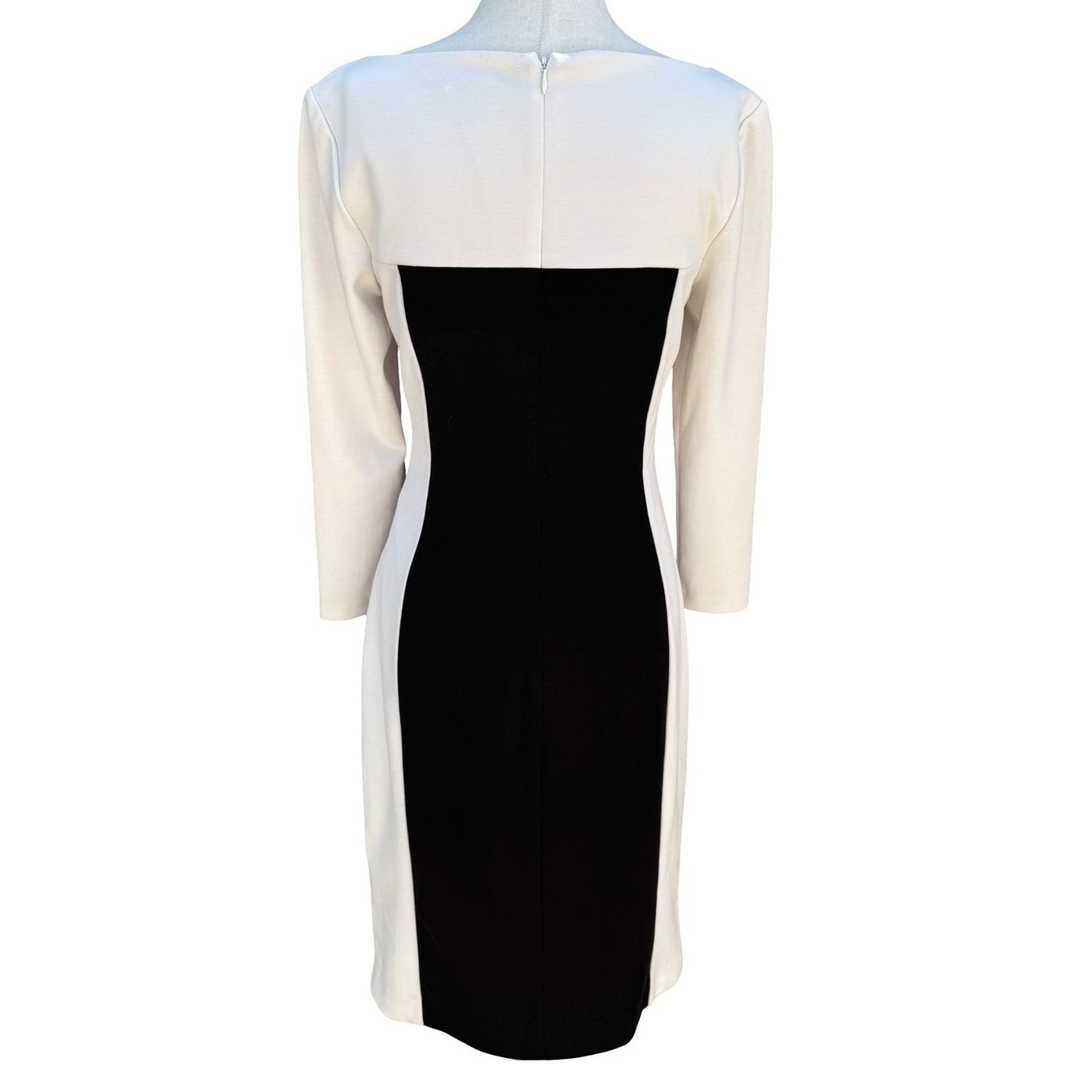 Lauren Ralph Lauren Black White Colorblock Sheath Dress Womens 6 Party Cocktail