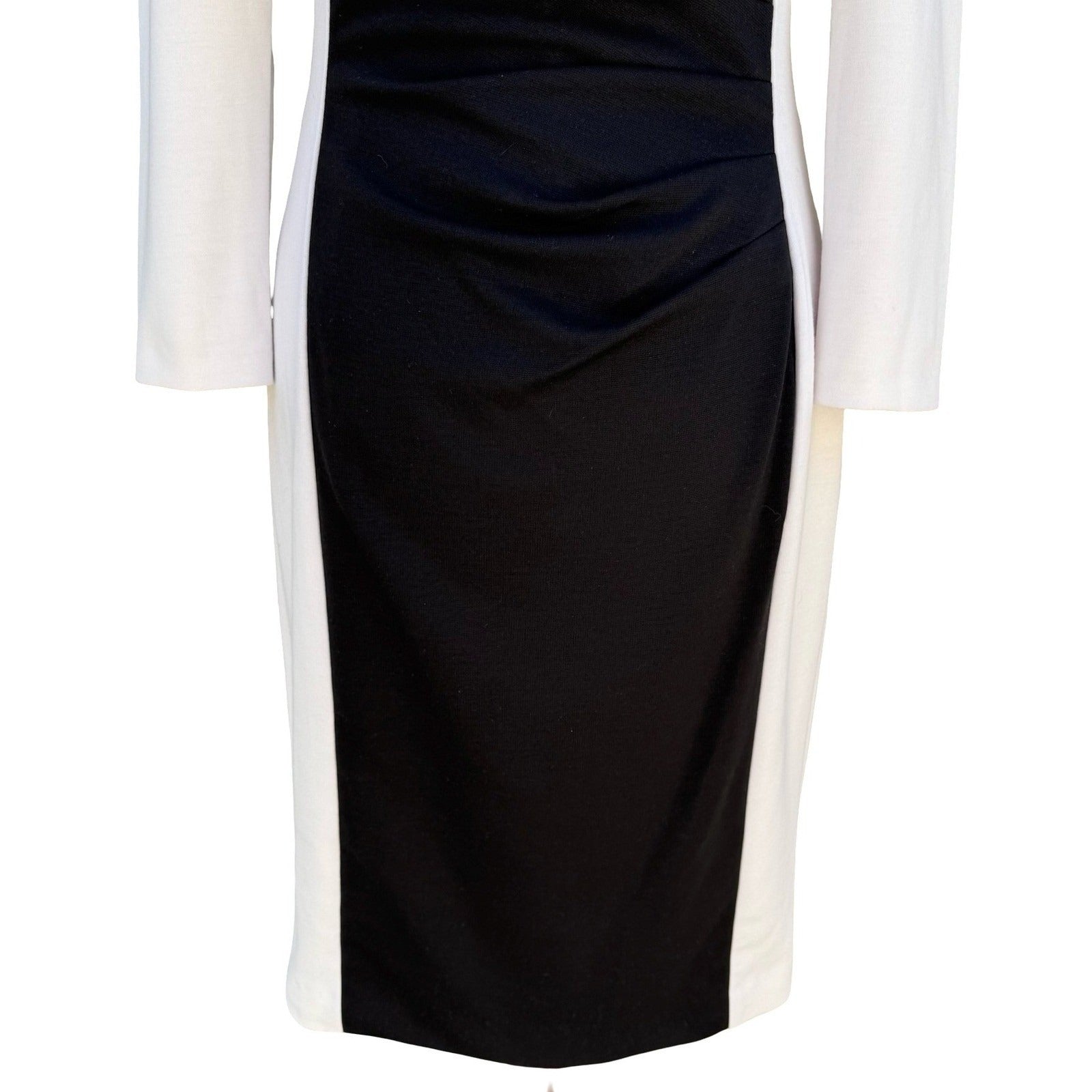 Lauren Ralph Lauren Black White Colorblock Sheath Dress Womens 6 Party Cocktail