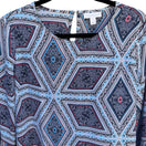 Switch Charter Club Womens S Boat Neck Blue Geometric Diamond Bell Sleeve Blouse Top 3 image