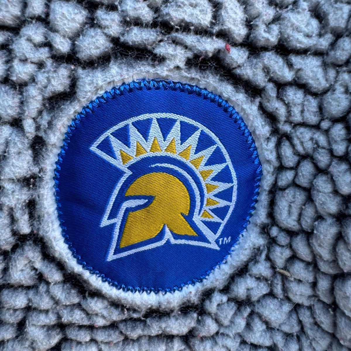 Champion San Jose State Spartan Patch Sherpa Fleece Full Zip Jacket Gray Mens L