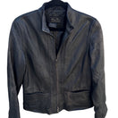 Switch Terry Lewis Vintage Womens Black Distressed Leather Moto Biker Jacket 1/2 Zip 2 image