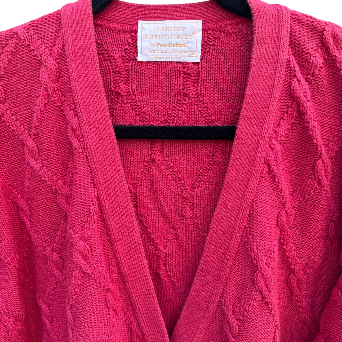 Pendleton Country Sophisticates Vintage Cable Knit Cardigan Sweater Oversized M