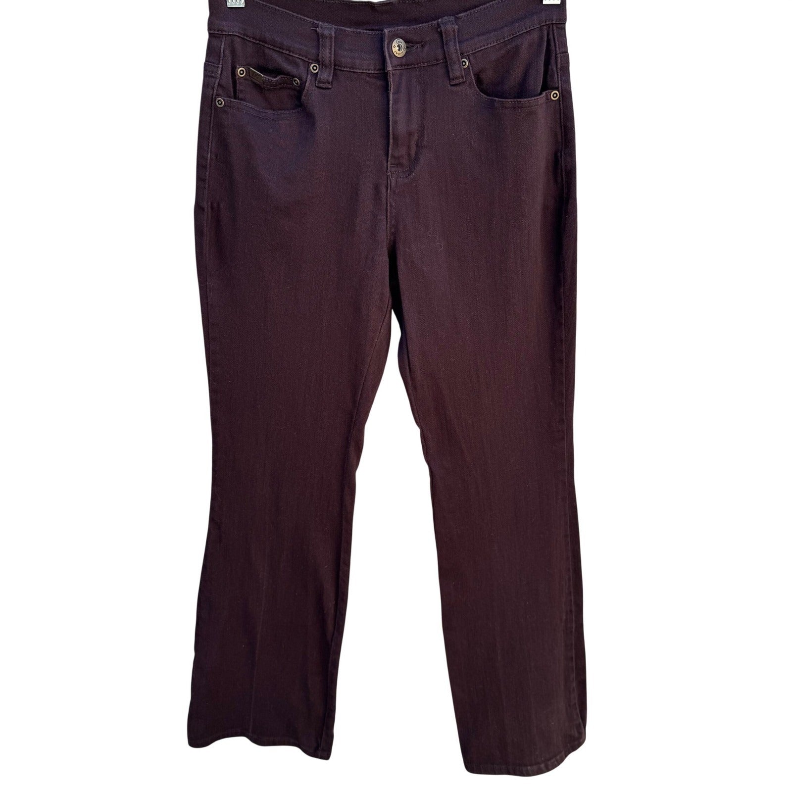 DG2 Diane Gilman Womens 2P Espresso Brown Stretch Bootcut Twill Pants Petite