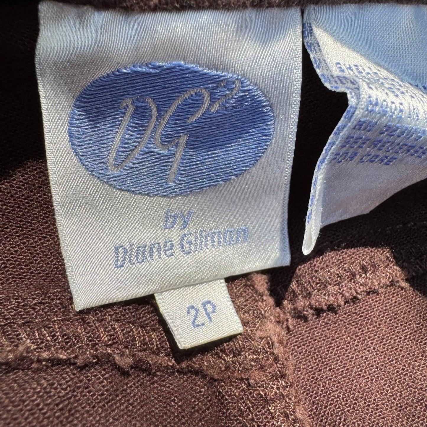 DG2 Diane Gilman Womens 2P Espresso Brown Stretch Bootcut Twill Pants Petite