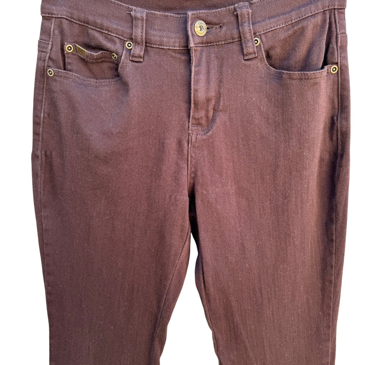 DG2 Diane Gilman Womens 2P Espresso Brown Stretch Bootcut Twill Pants Petite