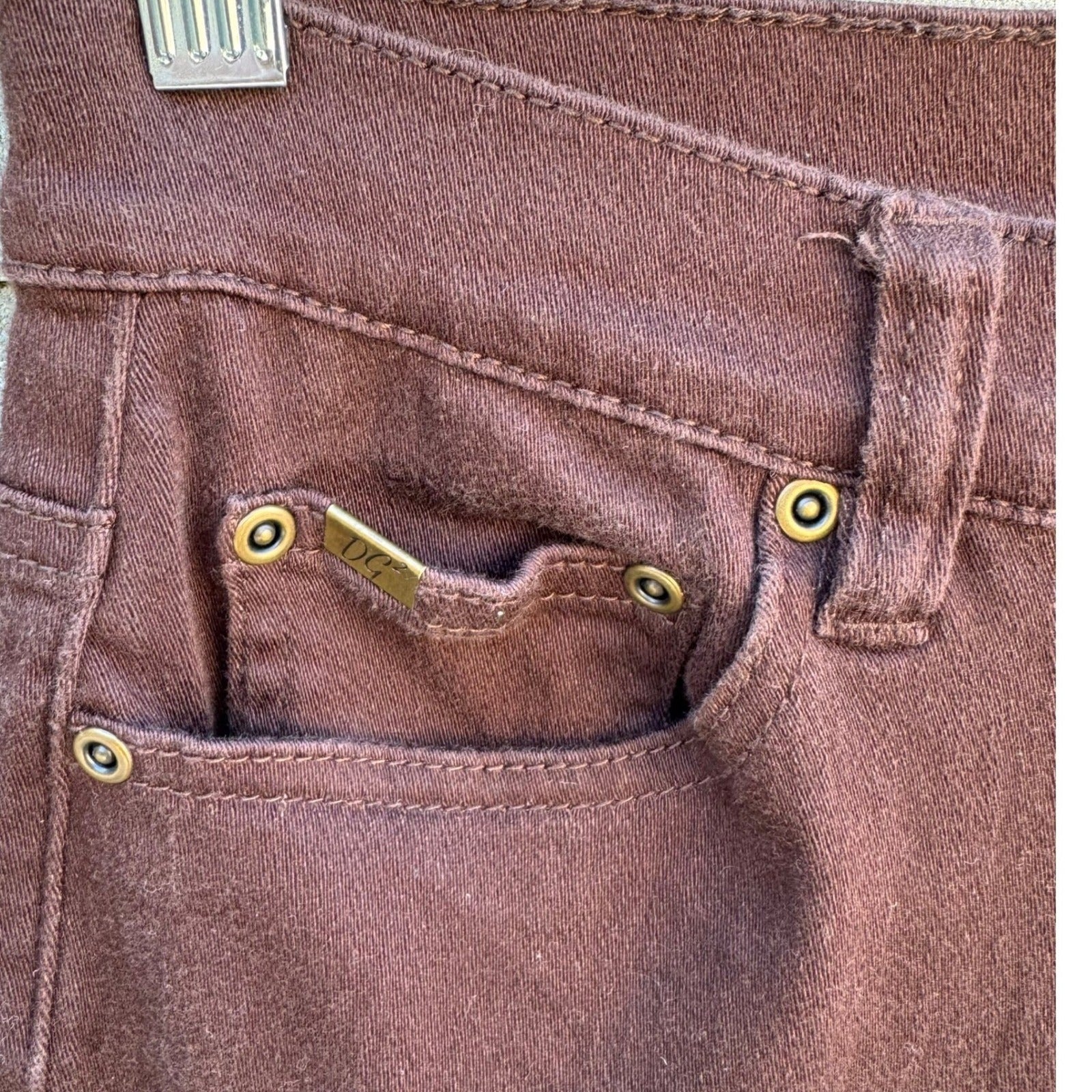 DG2 Diane Gilman Womens 2P Espresso Brown Stretch Bootcut Twill Pants Petite