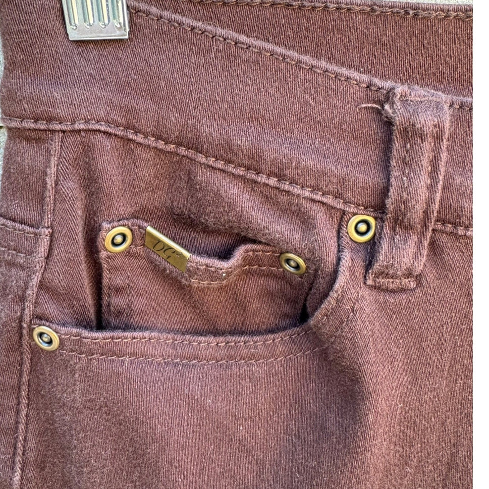 DG2 Diane Gilman Womens 2P Espresso Brown Stretch Bootcut Twill Pants Petite