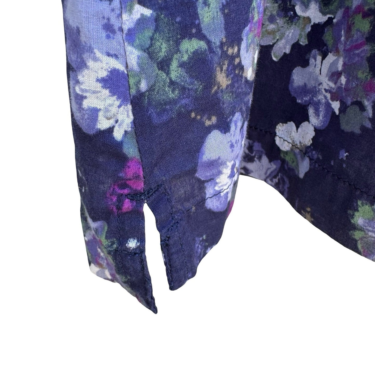 Eddie Bauer Navy Floral Cotton Sleeveless Top Pleated Boho Cottage Womens XXL