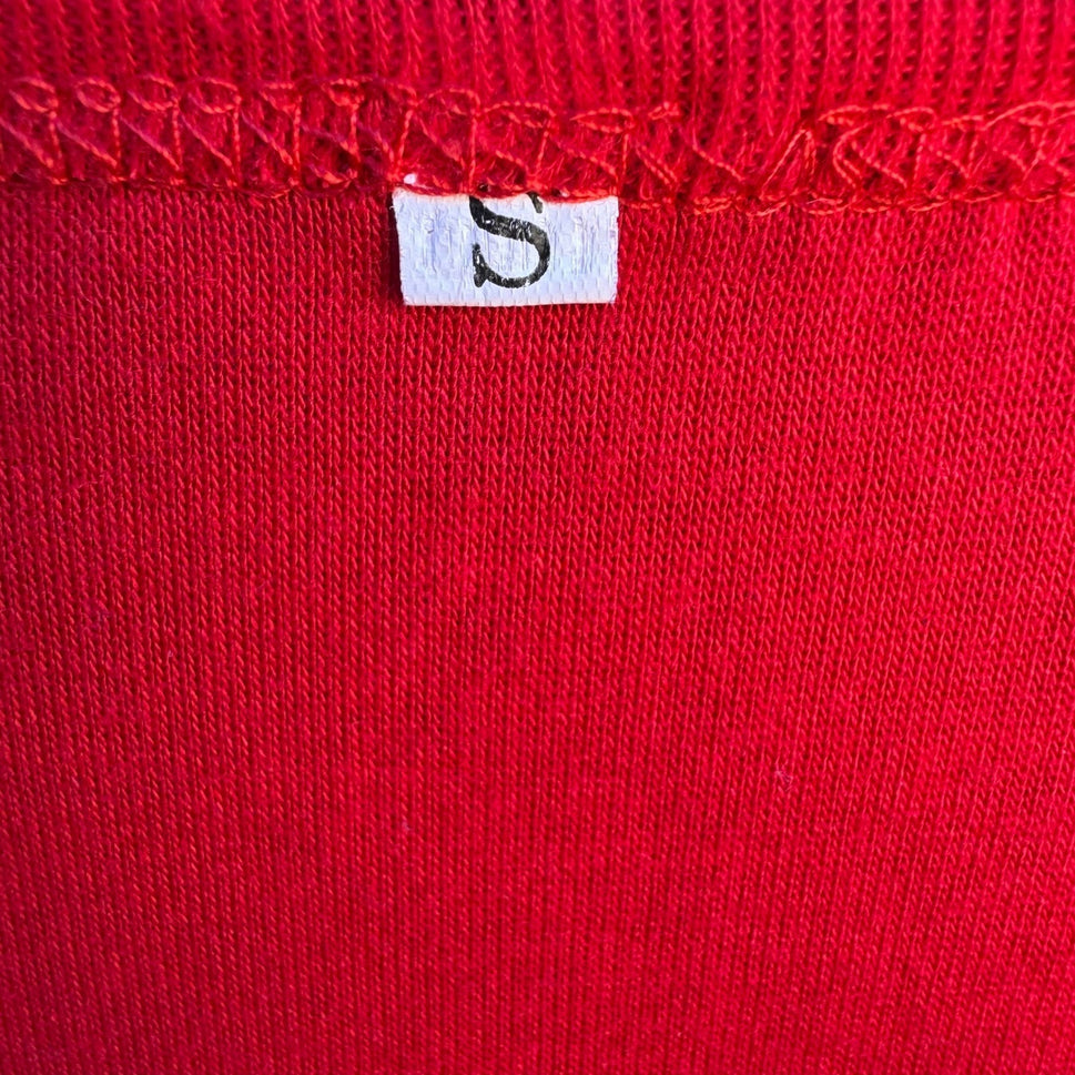 Vintage Womens Red Long Sleeve Crochet Lace Panel Scoop Neck Boho Tunic Top S