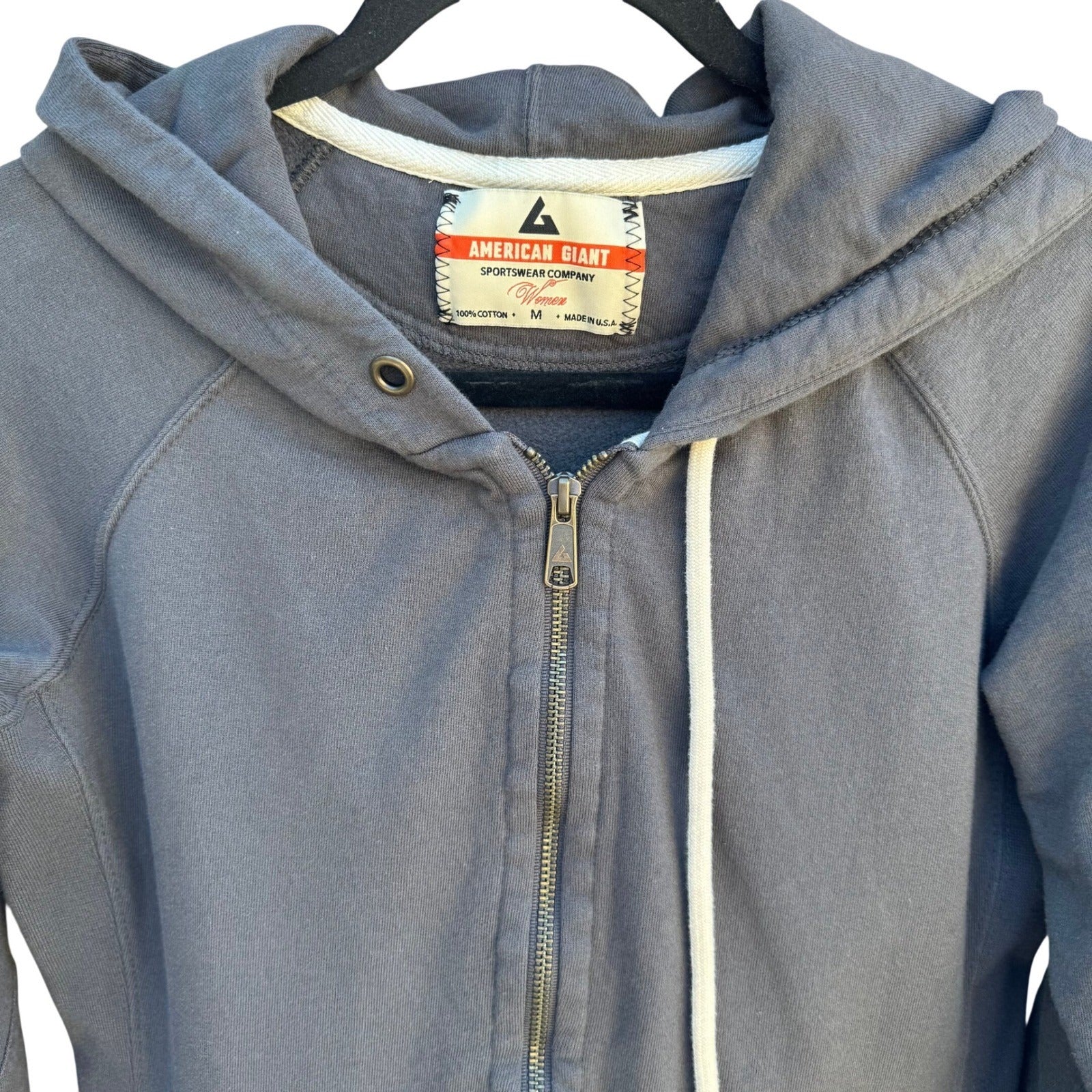 American Giant Womens Classic Full Zip Hoodie Charcoal Gray Cotton Size M USA