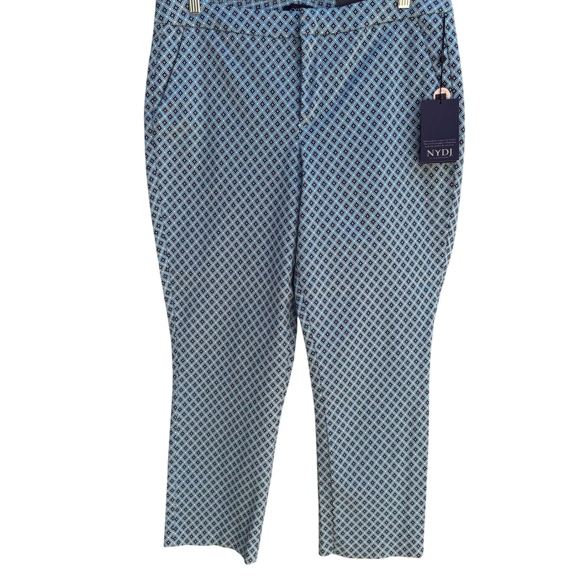 Not Your Daughters Jeans NYDJ Womens Lift Tuck Blue Preppy Geometric Pant New 14