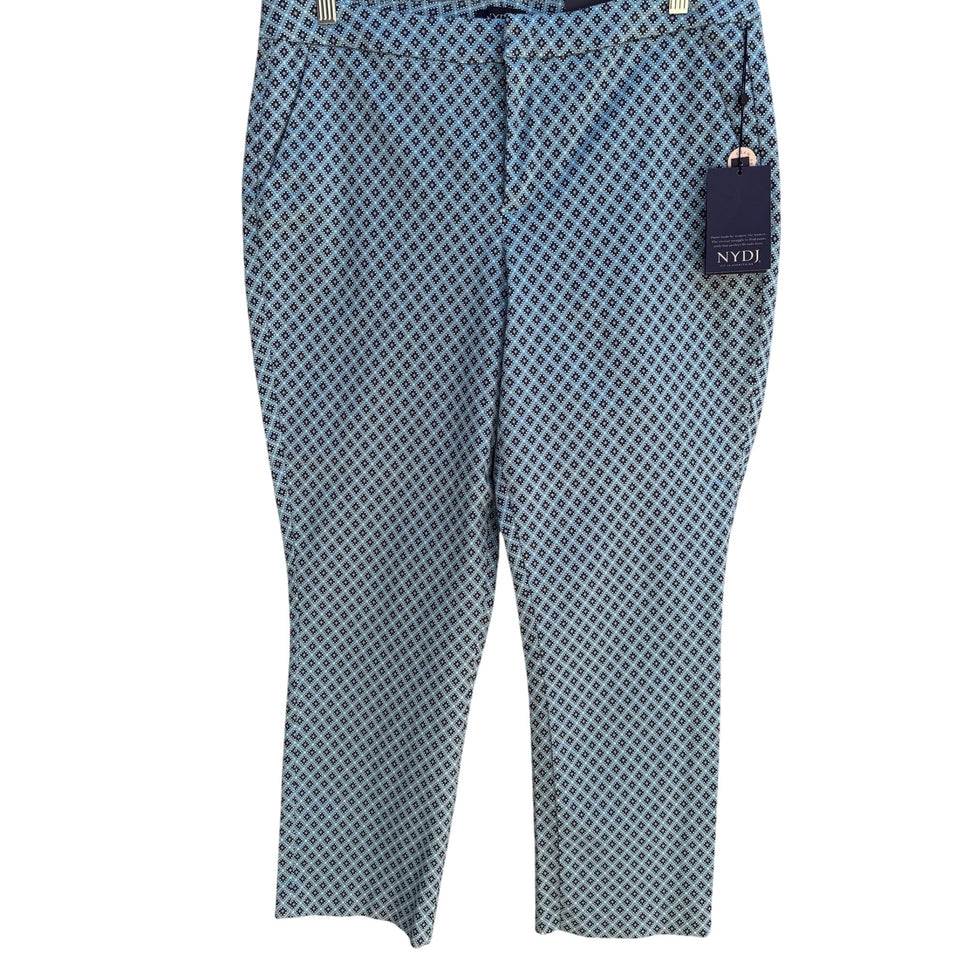 Not Your Daughters Jeans NYDJ Womens Lift Tuck Blue Preppy Geometric Pant New 14