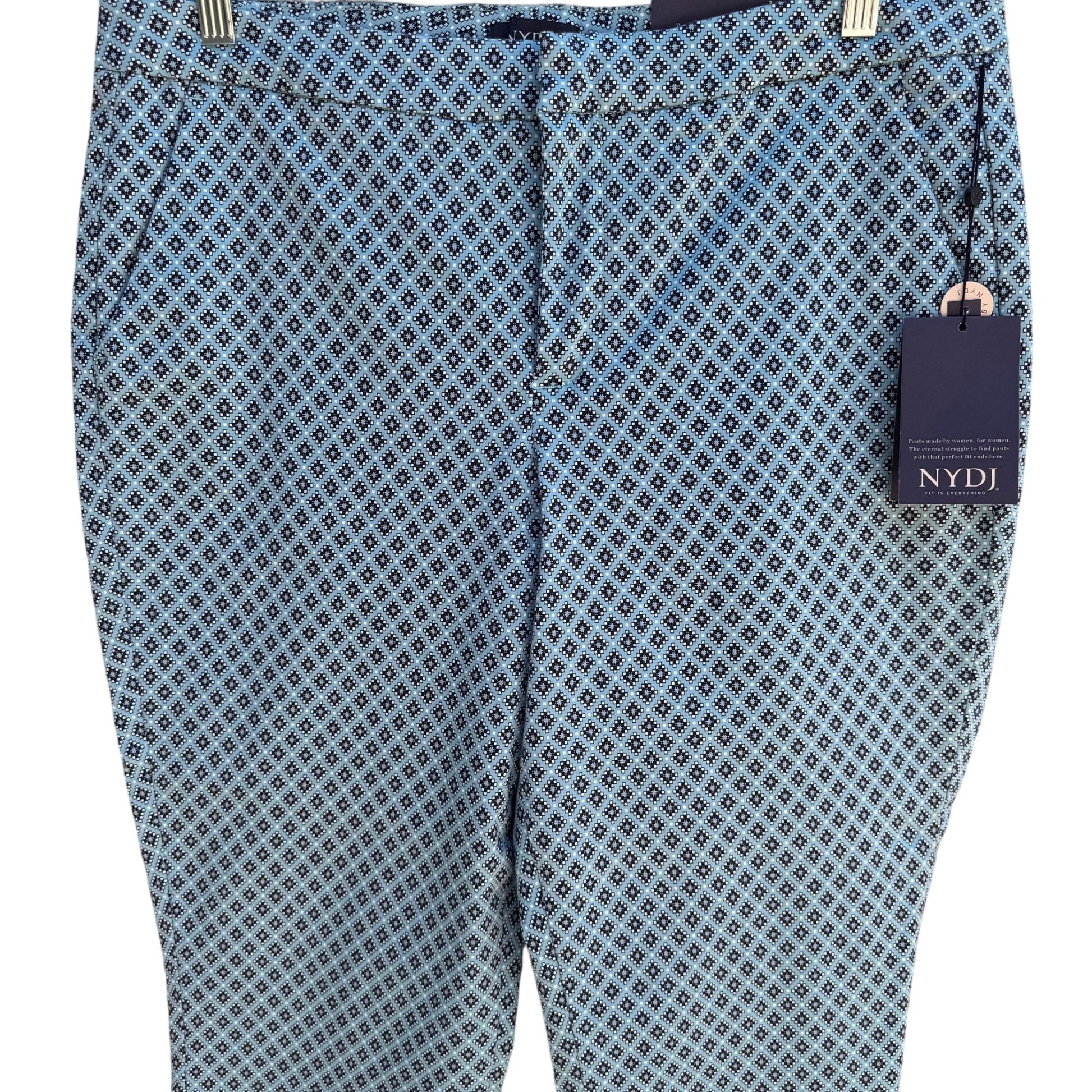Not Your Daughters Jeans NYDJ Womens Lift Tuck Blue Preppy Geometric Pant New 14