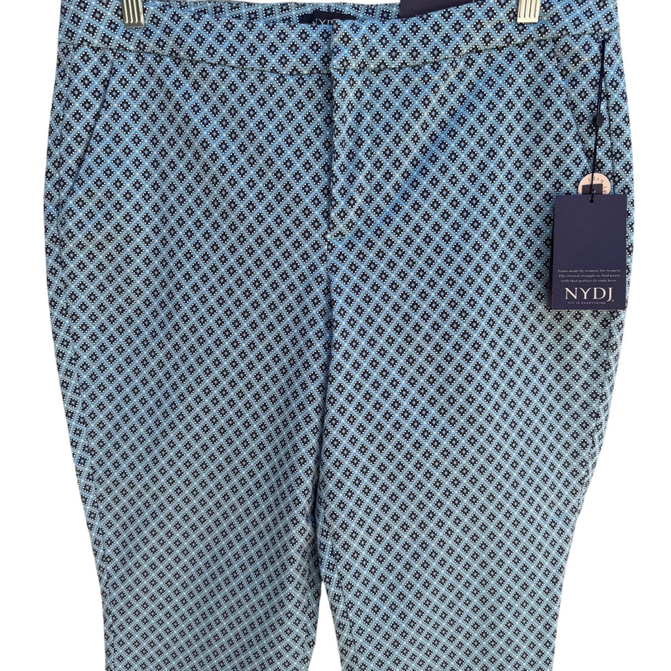 Not Your Daughters Jeans NYDJ Womens Lift Tuck Blue Preppy Geometric Pant New 14