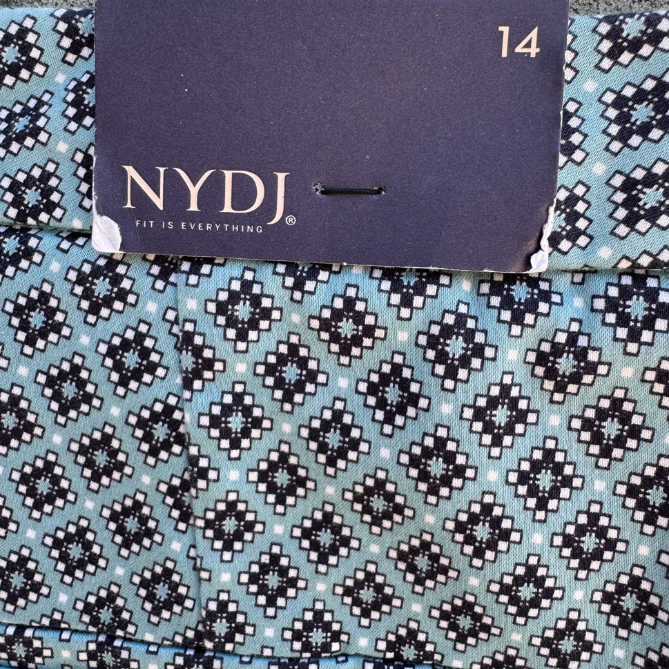 Not Your Daughters Jeans NYDJ Womens Lift Tuck Blue Preppy Geometric Pant New 14