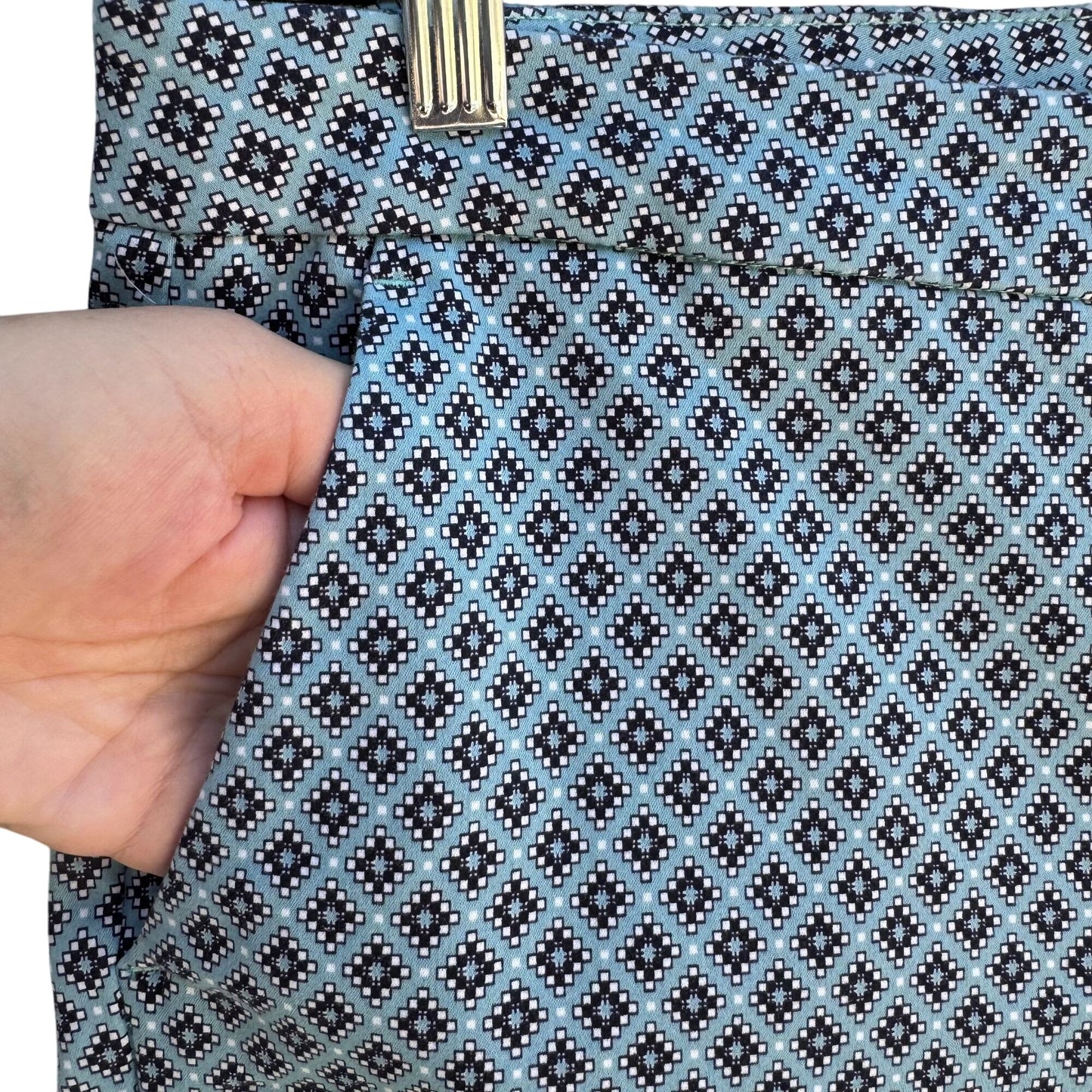 Not Your Daughters Jeans NYDJ Womens Lift Tuck Blue Preppy Geometric Pant New 14