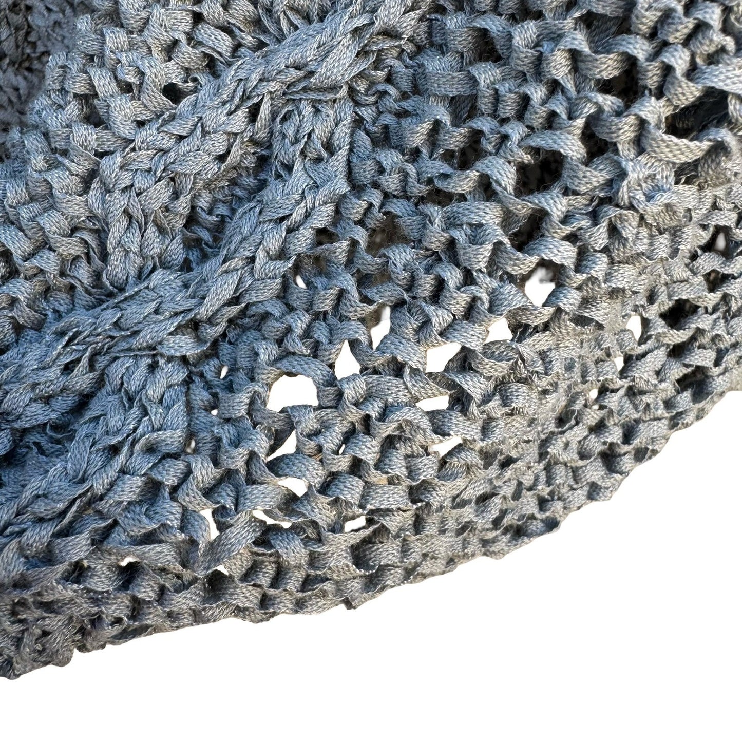 Dana B & Karen Womens Open Knit Cable Sweater Blue Crochet Cotton Blend Large