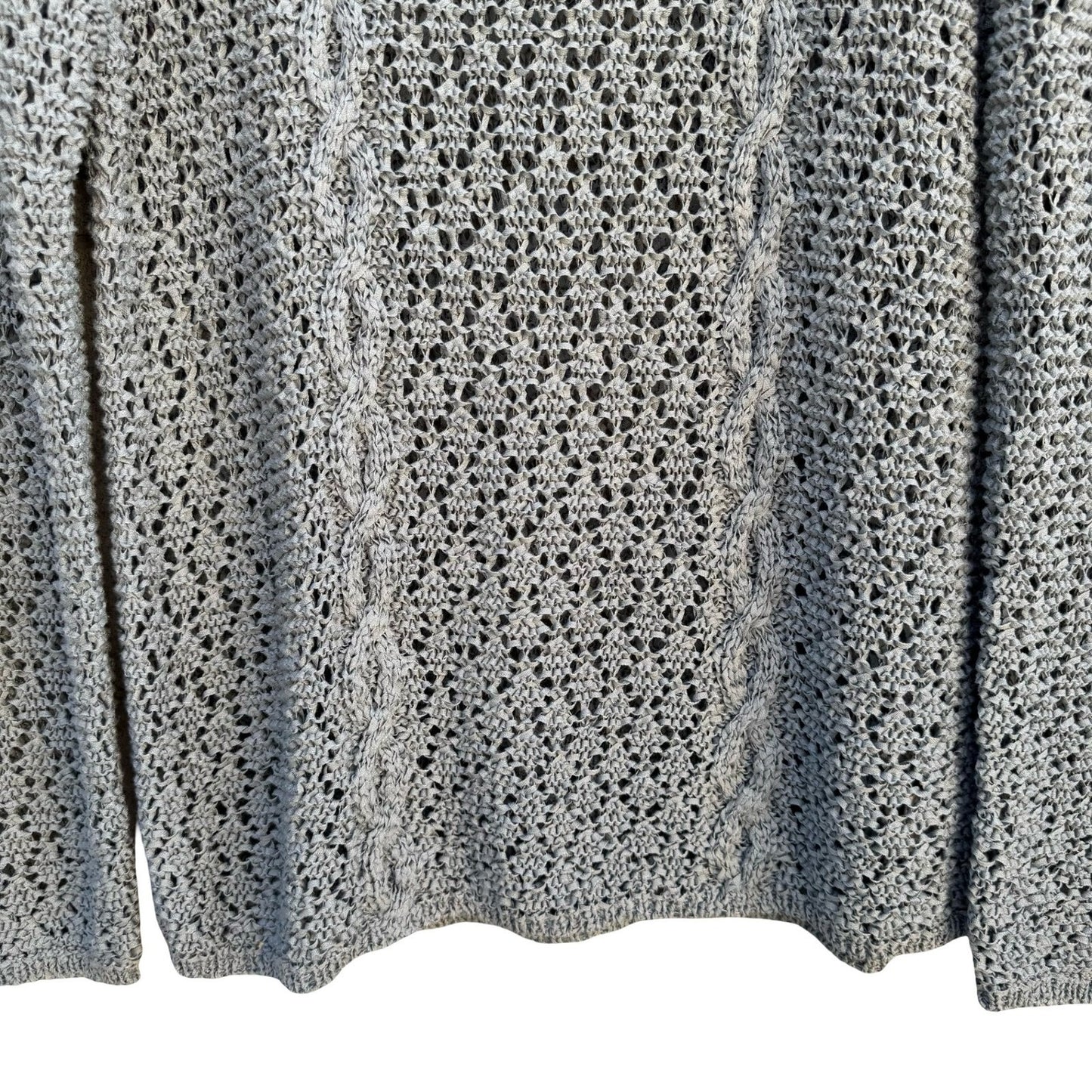 Dana B & Karen Womens Open Knit Cable Sweater Blue Crochet Cotton Blend Large
