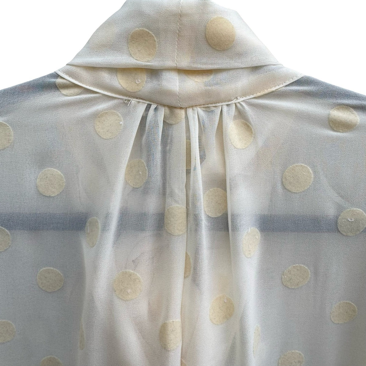 Forever 21 Contemporary Coquette Sheer Tie Neck Polka Dot Chiffon Blouse Cream M