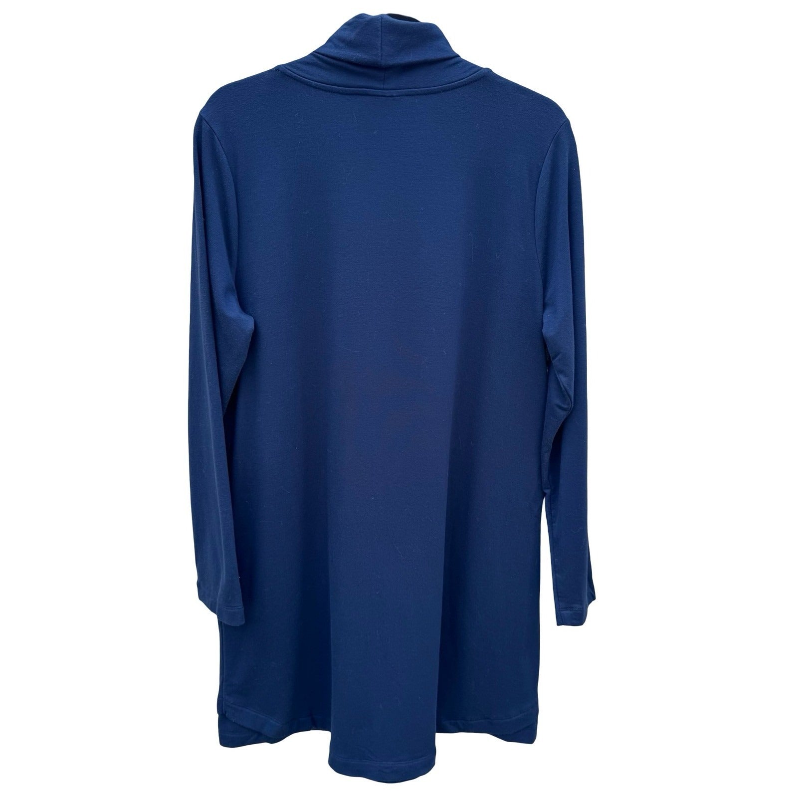 J Jill Pure Jill Luxe Tencel Cowl Neck Tunic Sweater Navy Pockets Womens Large