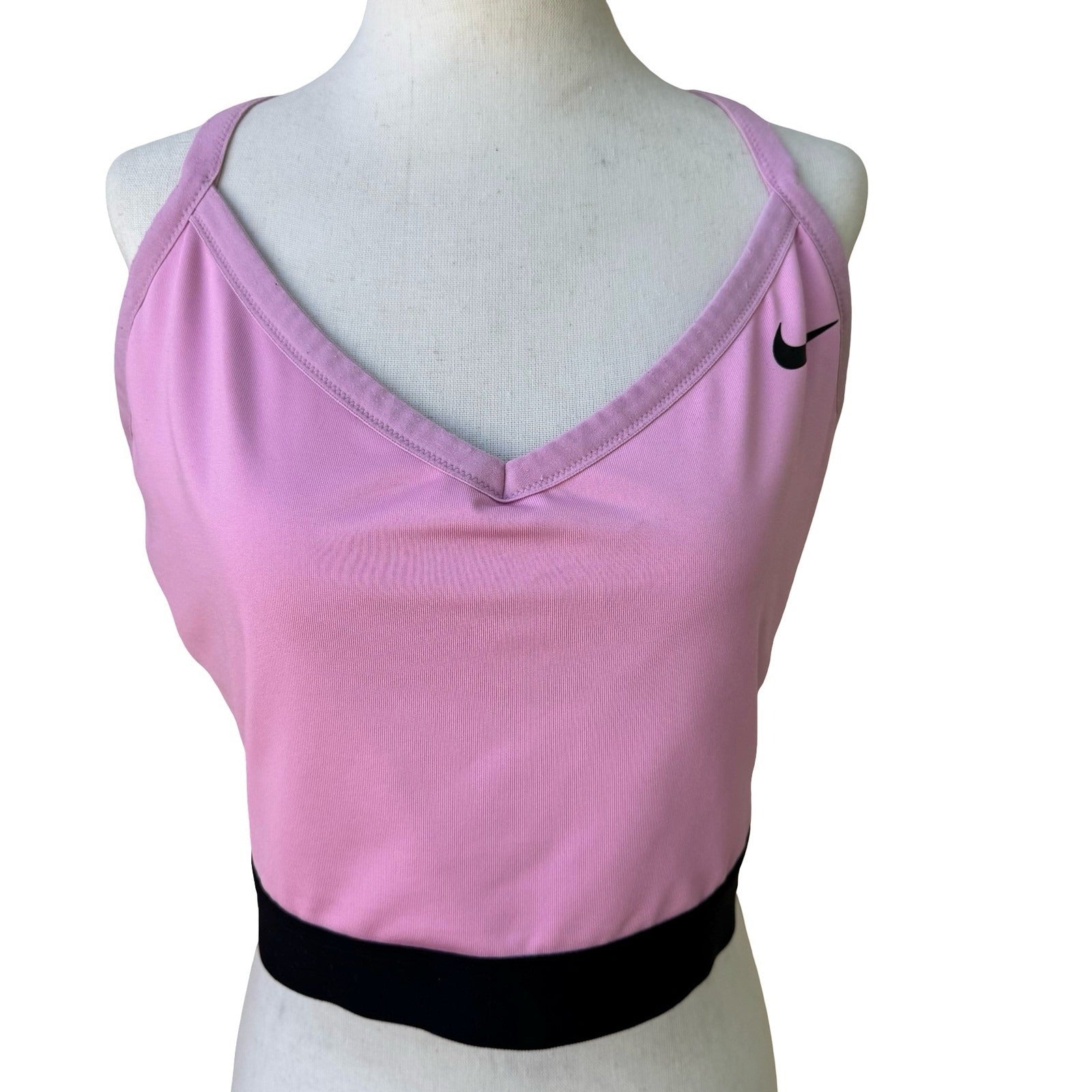 Nike Dri-FIT Pink V-Neck Adjustable Racerback Workout Sports Bra Womens 3X Yoga